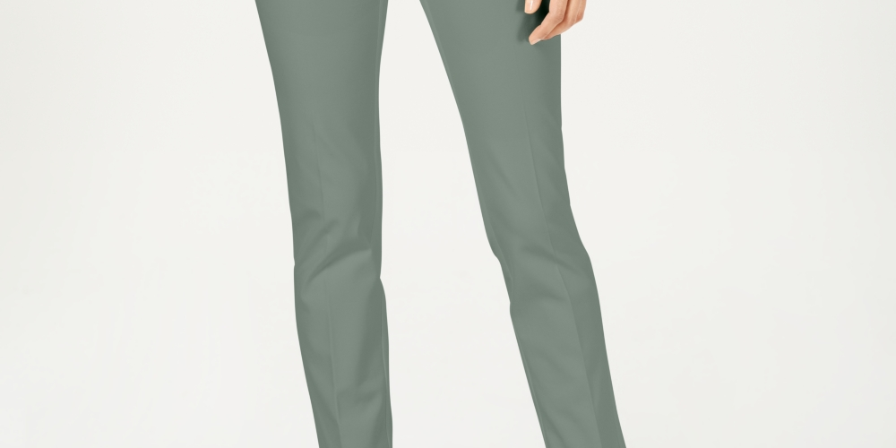 Calça feminina Charter Club Solid Newport Slim-Leg, verde, tamanho 2 Petite