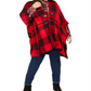 Tommy Hilfiger Suéter feminino plus size xadrez com mangas poncho, vermelho, tamanho GG