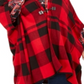 Tommy Hilfiger Suéter feminino plus size xadrez com mangas poncho, vermelho, tamanho GG