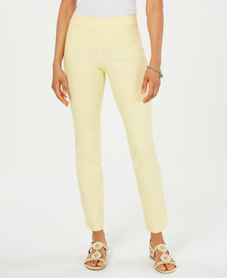 Charter Club Women's Cambridge Skinny Pull-On Tummy-Control Pants Regular And Short Lengths Yellow Size 10