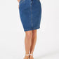 Saia jeans feminina Charter Club com controle de barriga, azul, tamanho 10