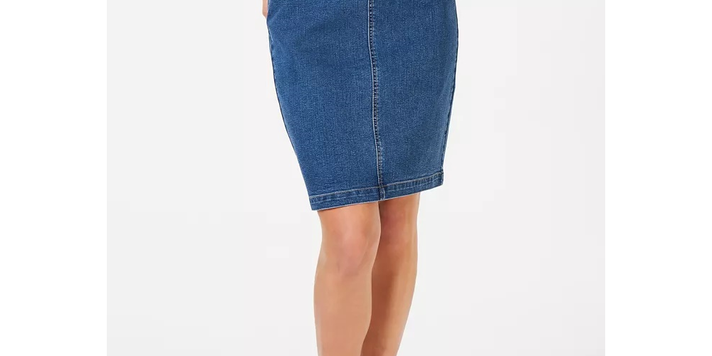 Saia jeans feminina Charter Club com controle de barriga, azul, tamanho 10