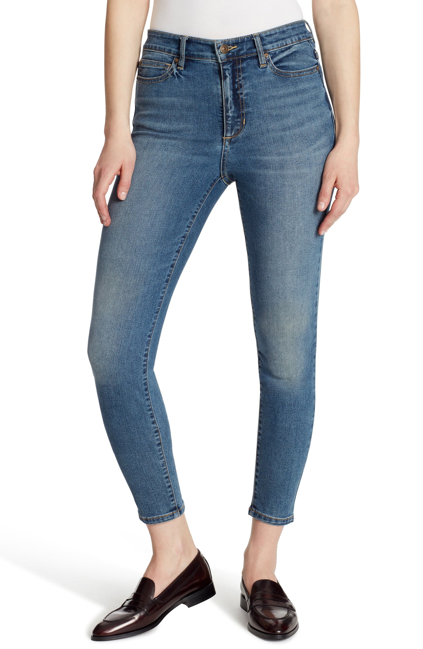 Calça Jeans Skinny Bardot Cintura Alta Ella Moss Feminina Azul Tamanho 27