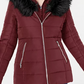 Jaqueta de inverno feminina Maralyn &amp; Me com capuz sintético e resistente à água, cor vinho, tamanho grande