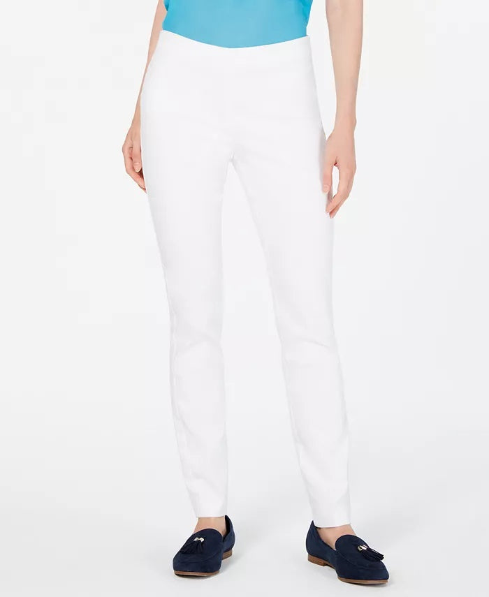 Calça skinny feminina Charter Club Chelsea Stretch Twill, branca, tamanho 4 Petite