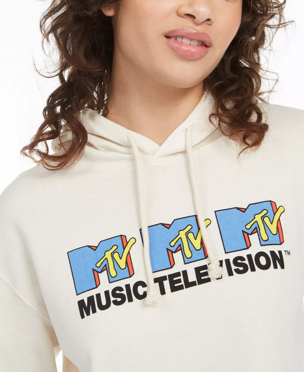 Moletom com capuz gráfico MTV infantil Freeze 24-7, bege, tamanho médio