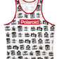 Camiseta regata masculina com estampa de câmera Polaroid, preta, tamanho médio
