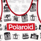 Camiseta regata masculina com estampa de câmera Polaroid, preta, tamanho médio