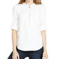 Blusa feminina Trina Turk Kaiko com zíper frontal e mangas dobráveis, branca, tamanho pequeno