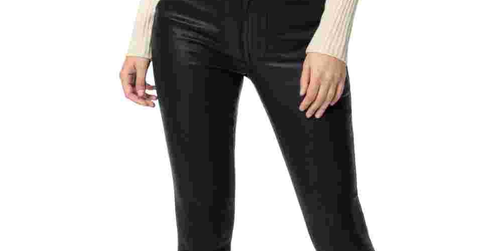 Calça jeans feminina Joe'S Jeans Charlie de couro sintético, preta, tamanho 30