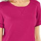 Blusa feminina Karen Scott de algodão com pesponto rosa, tamanho X-S