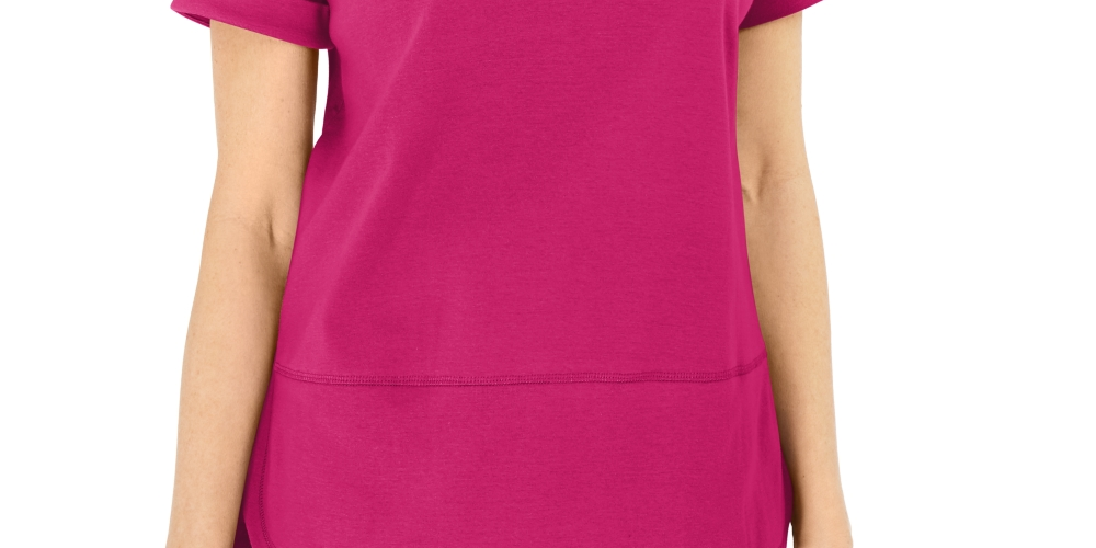 Blusa feminina Karen Scott de algodão com pesponto rosa, tamanho X-S