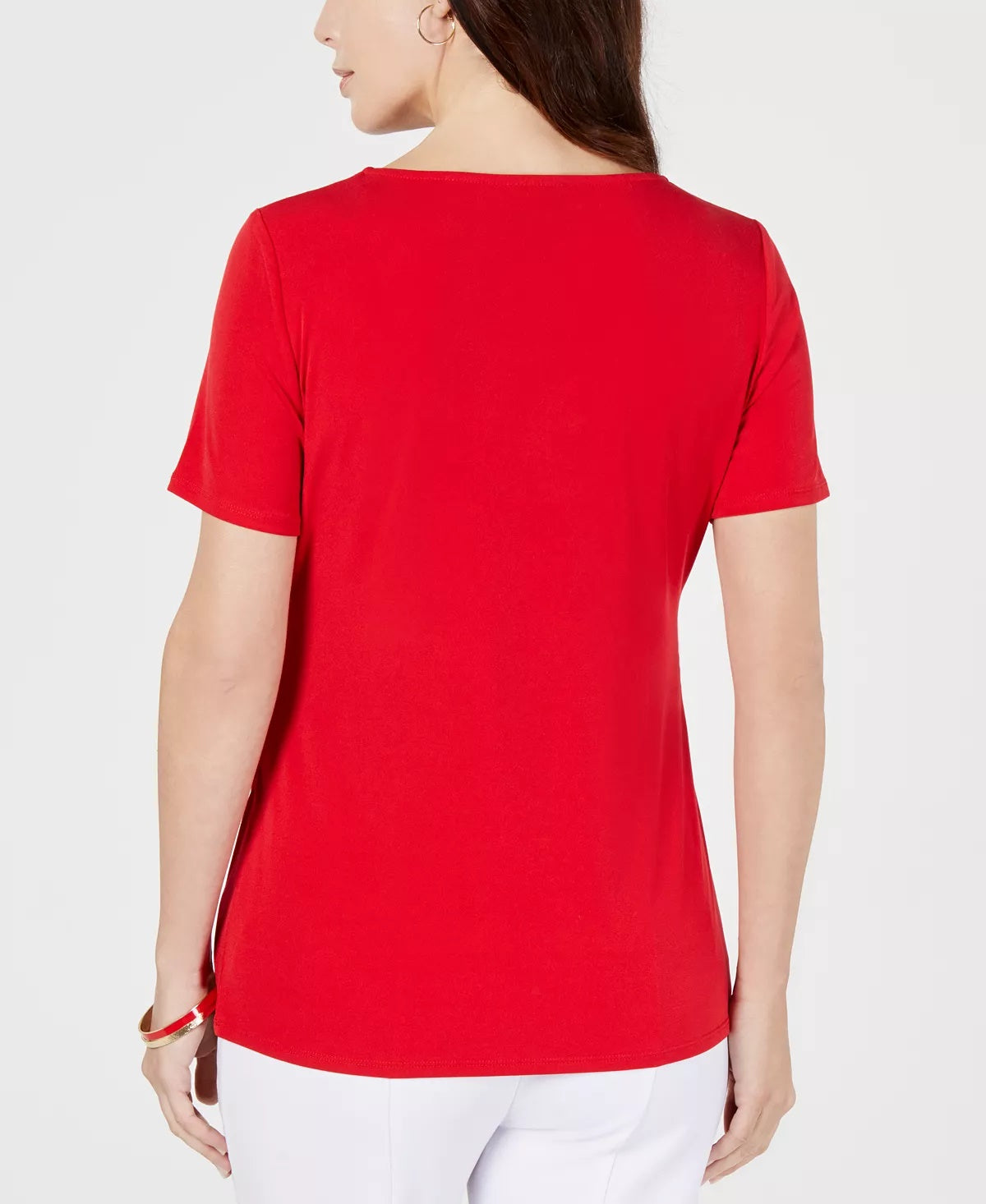 JM Collection Top Feminino com Decote em Forma de Fechadura Vermelho Tamanho Pequeno Pequeno
