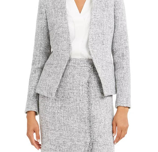 Calvin Klein Blazer Feminino Tweed Aberto Frente Cinza Tamanho 8