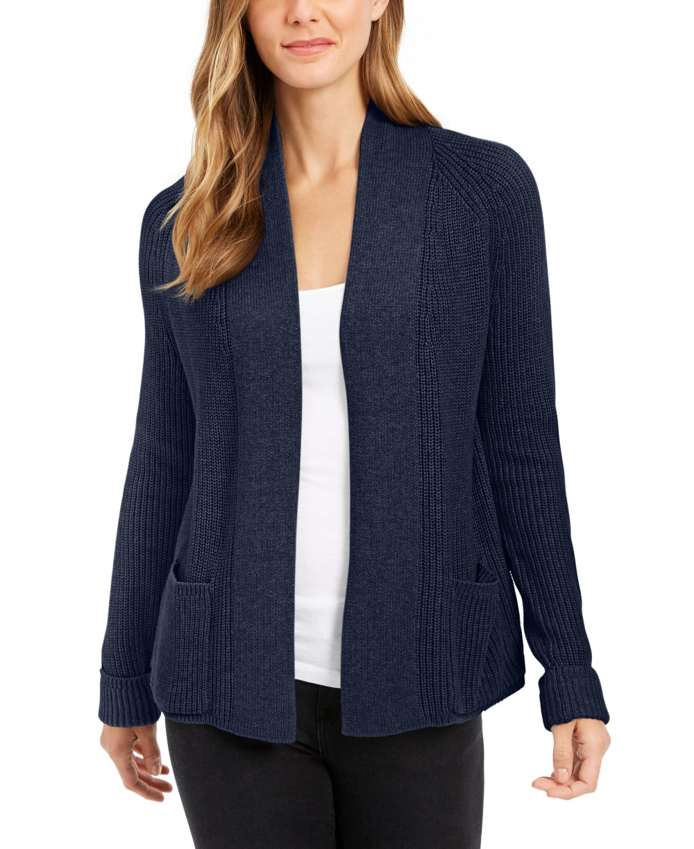 Cardigan curto de algodão pequeno feminino Charter Club, tamanho azul-marinho, pequeno P