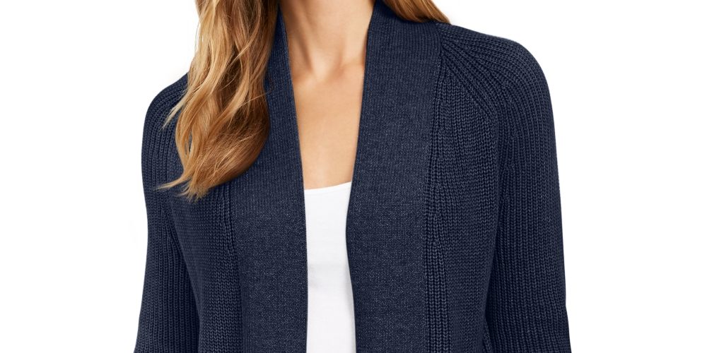 Cardigan curto de algodão pequeno feminino Charter Club, tamanho azul-marinho, pequeno P
