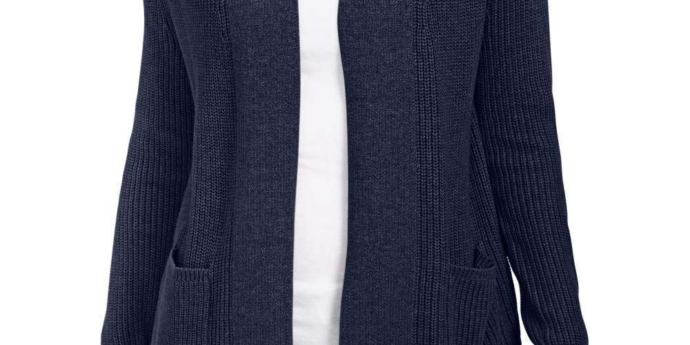 Cardigan curto de algodão pequeno feminino Charter Club, tamanho azul-marinho, pequeno P