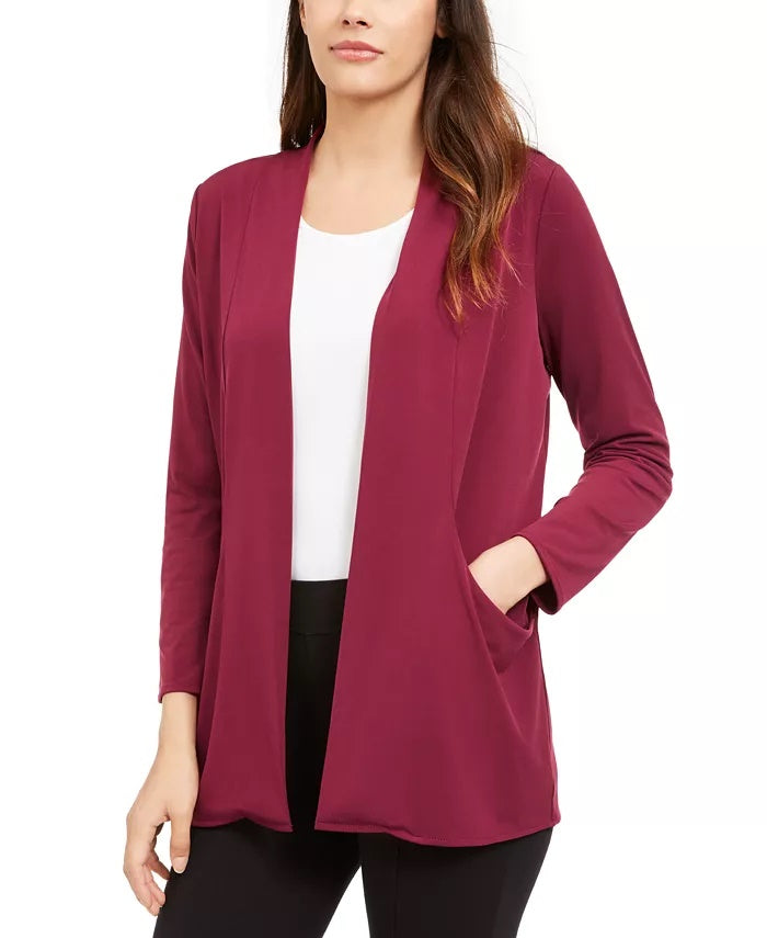 Cardigan feminino Alfani com frente aberta, tamanho vinho, tamanho extragrande