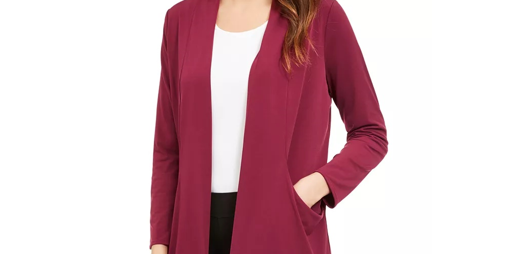 Cardigan feminino Alfani com frente aberta, tamanho vinho, tamanho extragrande