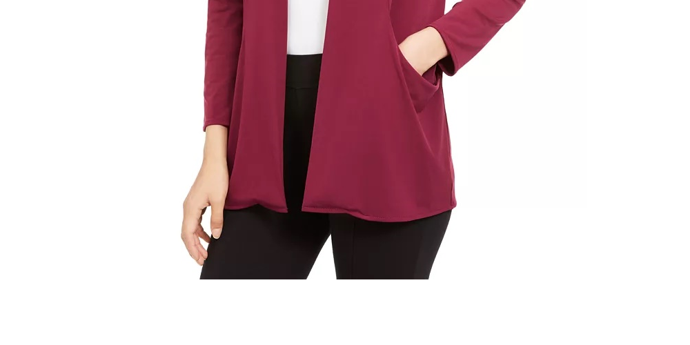 Cardigan feminino Alfani com frente aberta, tamanho vinho, tamanho extragrande