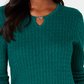 Karen Scott Suéter Feminino de Tricô com Cordão de Algodão Verde Tamanho Pequeno GG