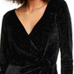 Vestido de festa curto com glitter e decote em V, manga longa, preto, tamanho grande, Trixxi