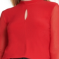 Blusa feminina DKNY com decote em V e manga comprida, blusa de noite vermelha, tamanho médio