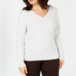 Karen Scott Suéter Feminino de Tricô com Decote em V Branco Tamanho XS