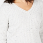 Karen Scott Suéter Feminino de Tricô com Decote em V Branco Tamanho XS