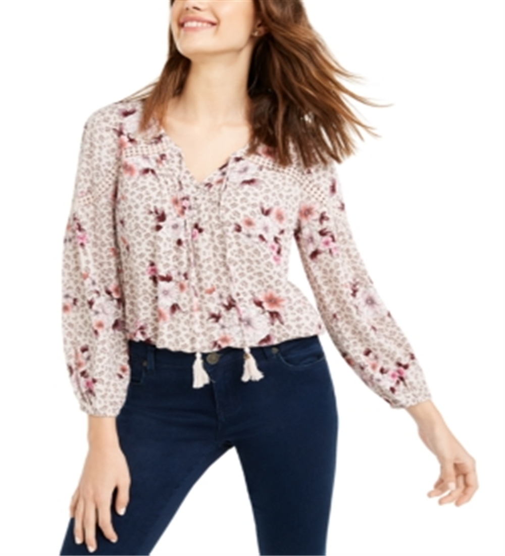 Top camponês com acabamento em crochê American Rag Junior's rosa, vários tamanhos, XX-grande