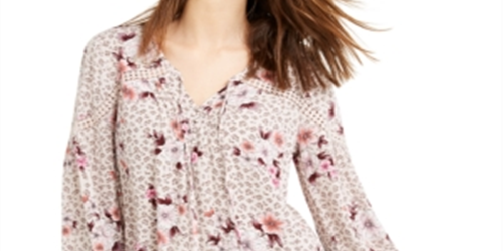 Top camponês com acabamento em crochê American Rag Junior's rosa, vários tamanhos, XX-grande