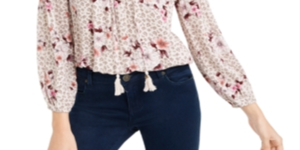 Top camponês com acabamento em crochê American Rag Junior's rosa, vários tamanhos, XX-grande