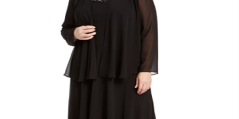 Jaqueta feminina SLNY, 2 peças, vestido preto, tamanho 16W