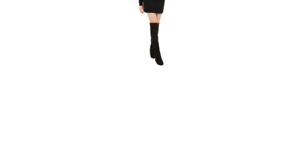 Vestido suéter com cinto feminino Bar III, preto, tamanho X-S