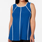 Camiseta regata feminina Alfani Piping Hi Low, azul, tamanho 0X