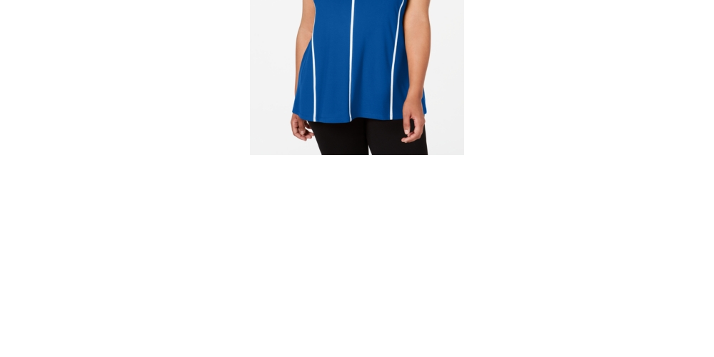 Camiseta regata feminina Alfani Piping Hi Low, azul, tamanho 0X