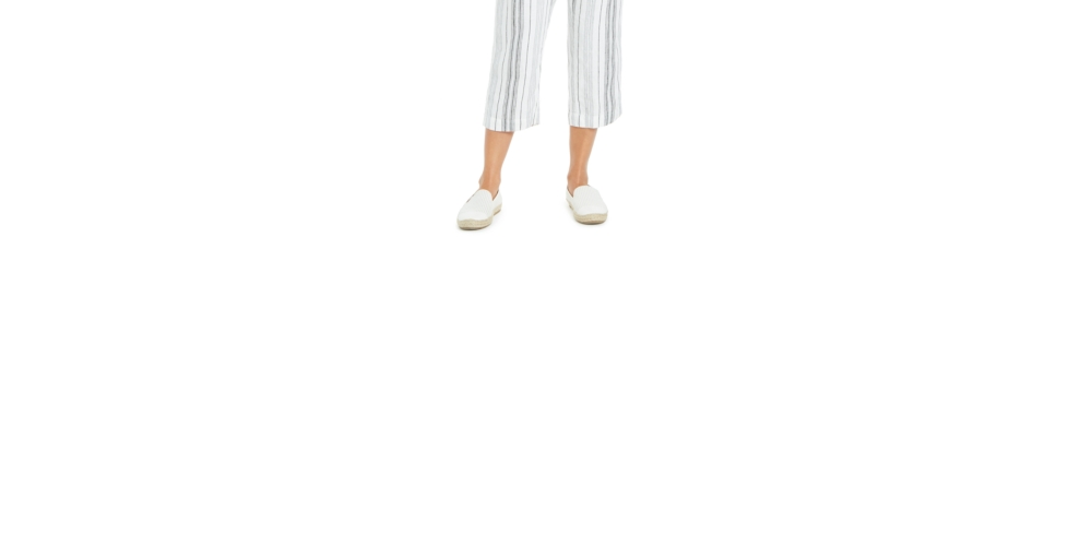 Calça Capri Listrada Feminina Charter Club Branca Tamanho X-S