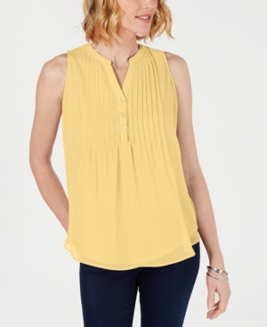Blusa feminina sem mangas Charter Club, amarela, tamanho pequeno