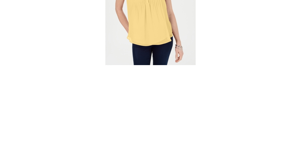 Blusa feminina sem mangas Charter Club, amarela, tamanho pequeno
