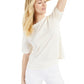 Top texturizado com manga volumosa feminino Style &amp; Co, branco, tamanho X-G