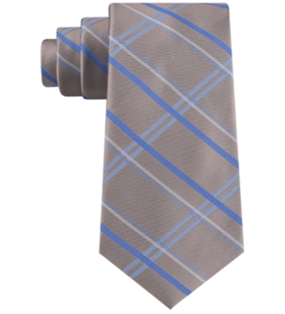 Gravata fina de seda xadrez Billy xadrez Madras masculina Kenneth Cole cinza tamanho único