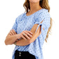 Blusa feminina estampada ombro a ombro estilo &amp; co, azul, tamanho médio