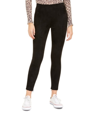 Calça skinny feminina Bar III de camurça sintética, preta, tamanho XX-S