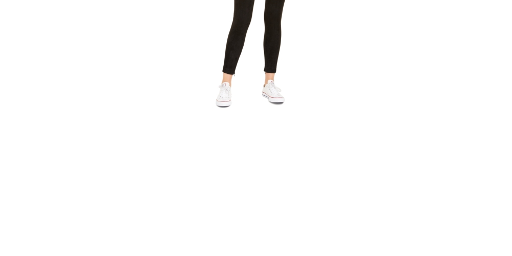 Calça skinny feminina Bar III de camurça sintética, preta, tamanho XX-S