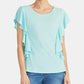 Blusa feminina Rachel Roy de manga curta com decote em joia, azul, tamanho XX-G