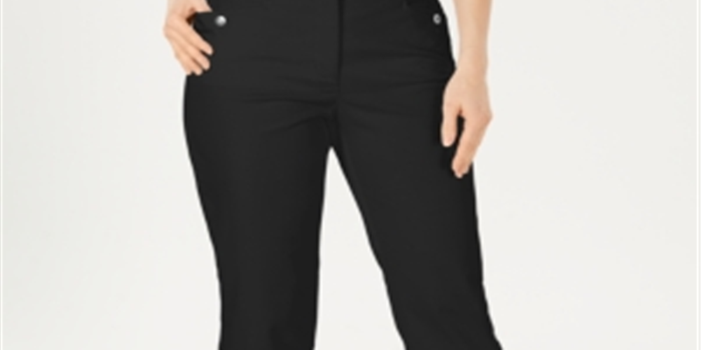 Calça Capri Feminina Karen Scott com Botões e Barra Preta Tamanho 10 Petite