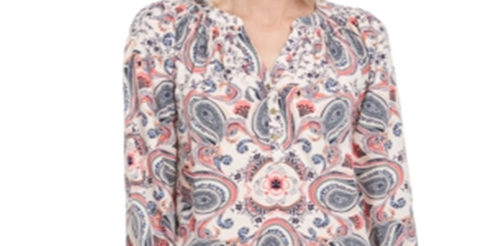 Camiseta feminina estampada Charter Club, branca, tamanho médio, vários tamanhos