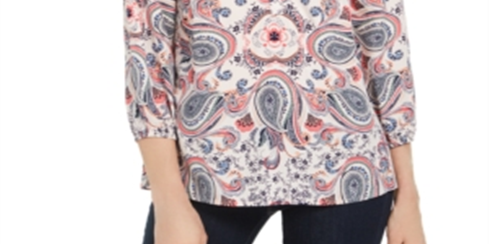 Camiseta feminina estampada Charter Club, branca, tamanho médio, vários tamanhos