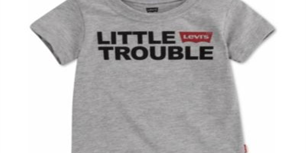 Camiseta infantil Levi's Little Boy's Trouble Graphic, gola redonda, cinza, tamanho 12 MOS