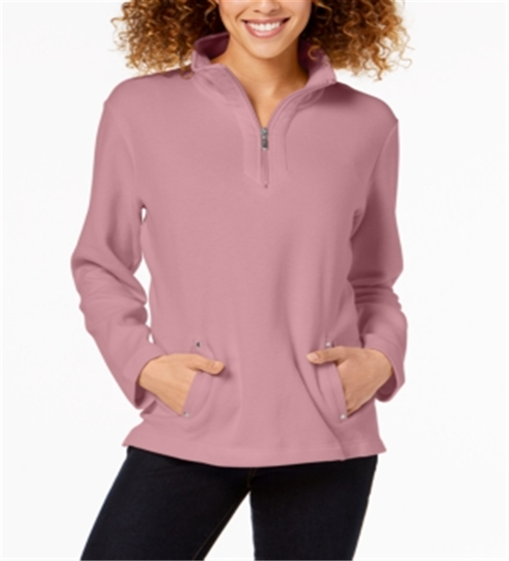 Karen Scott Blusa Feminina Gola Alta com Zíper Mellow Rose Tamanho Pequeno P